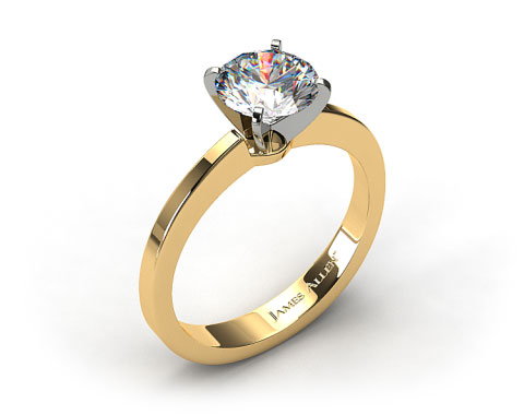 18k Yellow Gold Cathedral Reverse Tapered Diamond Engagement Ring 